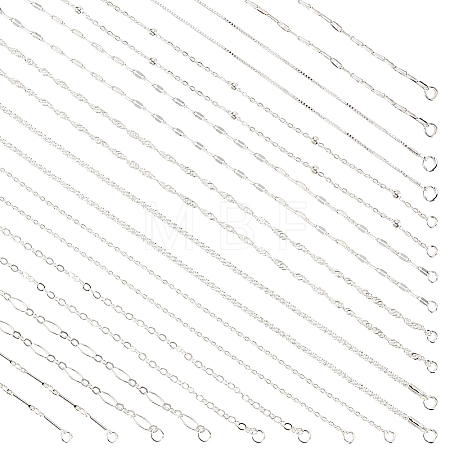 20Pcs 10 Styles Brass Chain Necklace Sets MAK-PH0001-08-1