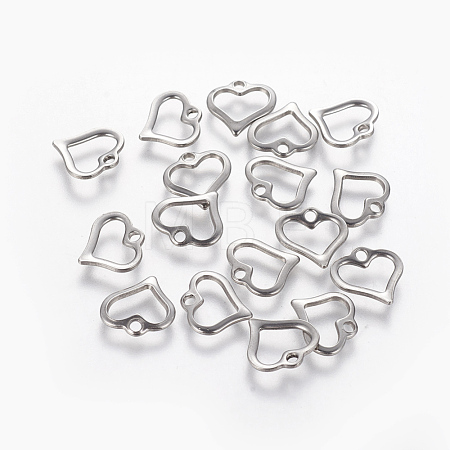 Tarnish Resistant 201 Stainless Steel Open Heart Charms STAS-L233-022P-1