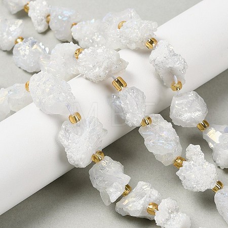 Electroplated Natural Druzy Agate Beads Strands G-G289-02B-1