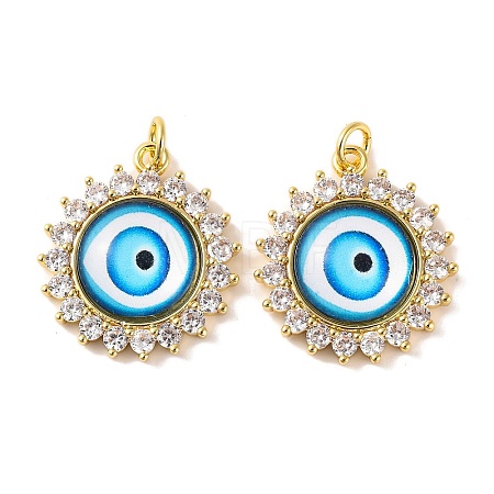 Rack Plating Brass Micro Pave Cubic Zirconia Pendants KK-H486-21G-06-1