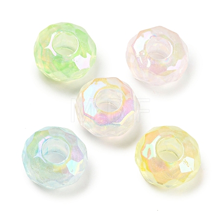 UV Plating Rainbow Iridescent Acrylic European Beads MACR-P040-01-1