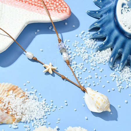 Shell Pendant Necklaces NJEW-TA00179-03-1