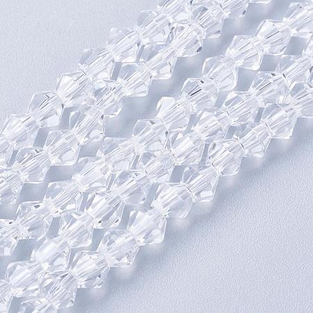 Clear Glass Bicone Beads Strands X-GLAA-S026-07-1