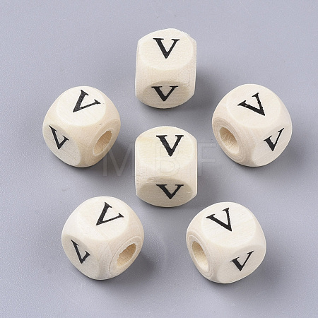 Printed Natural Wood Beads WOOD-T026-001V-1