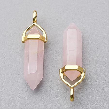 Natural Rose Quartz Double Terminated Pointed Pendants G-G902-B22-1