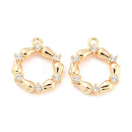 Brass Micro Pave Cubic Zirconia Pendants X-KK-E090-21G-1
