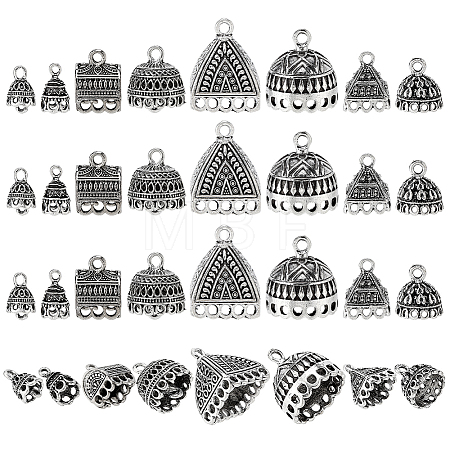 32Pcs 8 Styles Tibetan Style Alloy Pendant Bails TIBE-PH0002-60-1