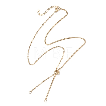 304 Stainless Steel Satellite Chain Curb Chain Slider Necklace Making AJEW-JB01527-1