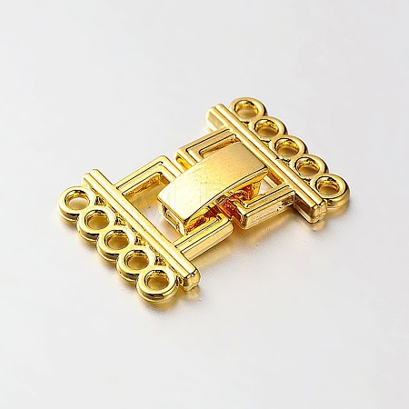 5 Strands Alloy and Brass Fold Over Clasps PALLOY-N0112-02G-1