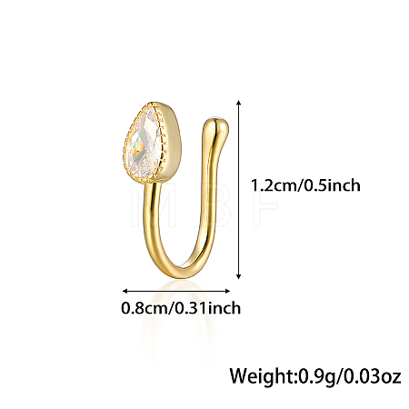 925 Sterling Silver Pave Clear Cubic Zirconia Teardrop Nose Rings MA2524-19-1