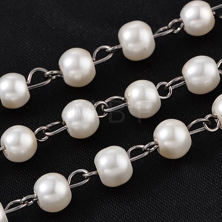 Handmade Glass Pearl Beaded Chains for Necklaces Bracelets Making X-AJEW-JB00133-01-1