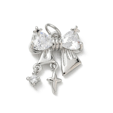 Brass Micro Pave Clear Cubic Zirconia Pendants CU-CBA9FFD-03P-1