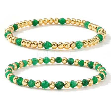 2Pcs 2 Styles Natural Gemstone Beaded Stretch Bracelets TU5709-3-1