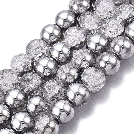 Electroplated Crackle Glass Beads Strands EGLA-N014-10mm-03-1