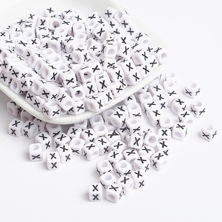 Acrylic Horizontal Hole Letter Beads PL37C9308-X-1