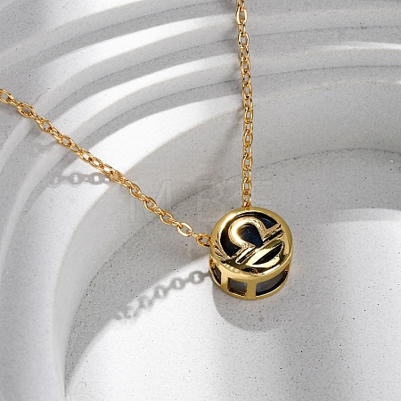 Brass Pave Cubic Zirconia Birth Stone Constellation Pendant Cable Chain Necklaces NJEW-D334-01G-10-1