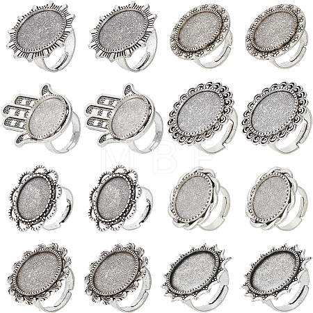 16Pcs 8 Style Adjustable Alloy Finger Rings Components FIND-SC0008-64-1