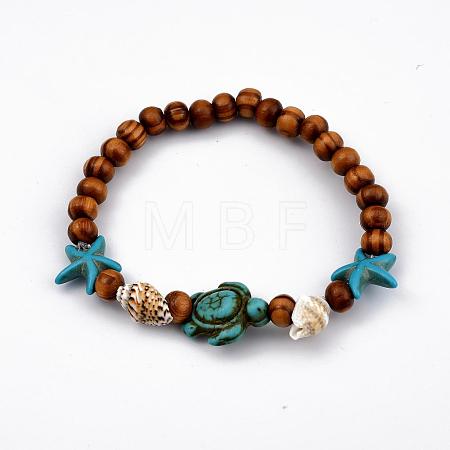 Round Wood Stretch Bracelets BJEW-JB03769-1