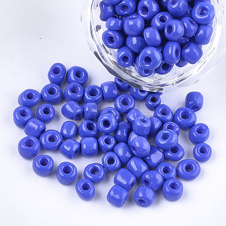 Baking Paint 3/0 Glass Seed Beads SEED-Q025-5mm-M21-1