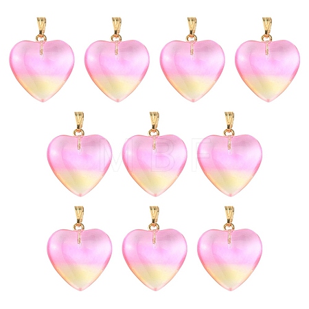 Two Tone Transparent Glass Pendants GLAA-YW0003-02D-1
