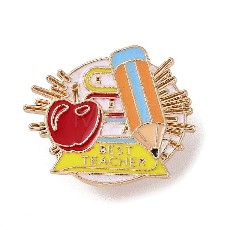 Teacher's Day Theme Rack Plating Light Gold Alloy Brooches JEWB-Z016-01KCG-05-1