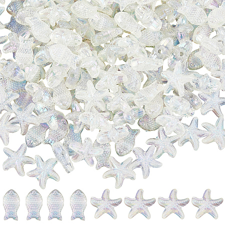 200Pcs 2 Styles Electroplate Transparent Acrylic Beads MACR-SP0002-29-1