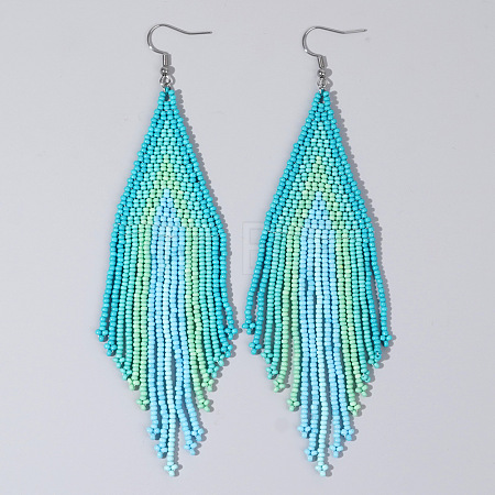 Handmade Glass Seed Beads Tassel Dangle Earrings EN2812-6-1