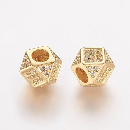 Brass Micro Pave Cubic Zirconia Beads ZIRC-K063-20G-1
