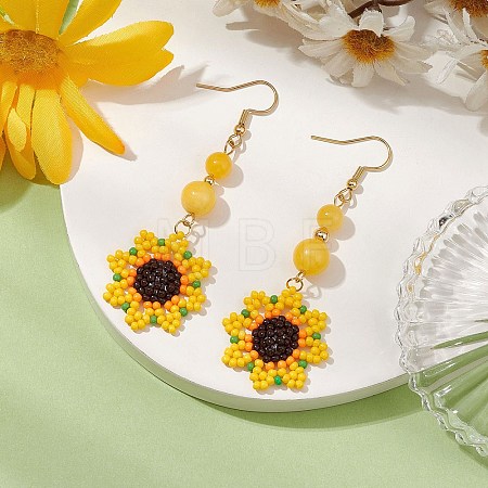 Glass Seed Beads Dangle Earrings EJEW-MZ00328-1