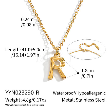 304 Stainless Steel Bamboo Initial Pendant Necklaces for Men Women WM4386-15-1