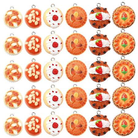 30Pcs 6 Styles Imitation Food Opaque Resin Pendants FIND-CJ0002-47-1