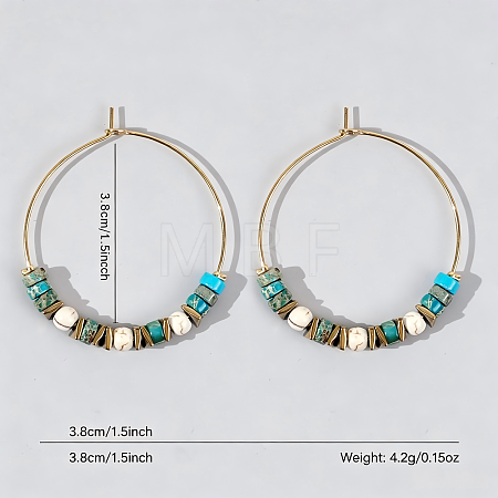 Bohemian Colorful Natural Stone Beaded Hoop Earrings for Women TC8754-6-1