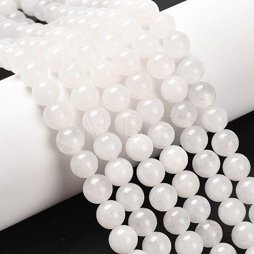 Natural White Jade Round Bead Strands G-P072-08-8mm-1