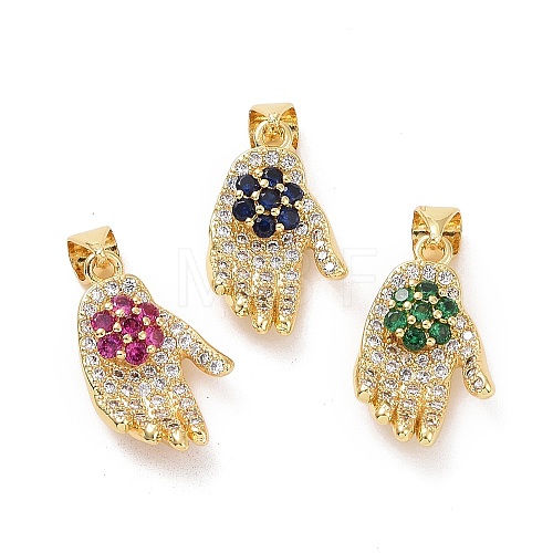 Brass Micro Pave Cubic Zirconia Pendants ZIRC-F134-30G-1