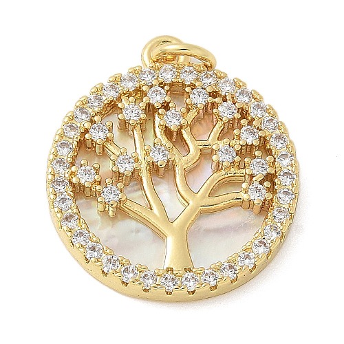 Brass Micro Pave Cubic Zirconia Pendants KK-K298-16G-02-1