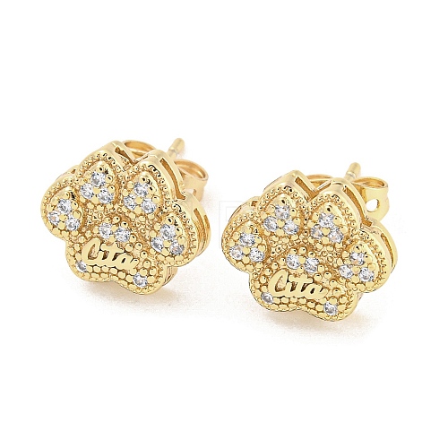 Brass Micro Pave Cubic Zirconia Stud Earrings EJEW-P261-41G-1