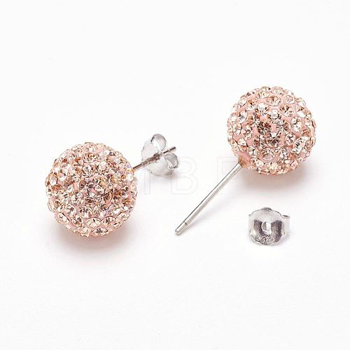 Gifts for Her Valentines Day 925 Sterling Silver Austrian Crystal Rhinestone Ball Stud Earrings for Girl Q286H201-1