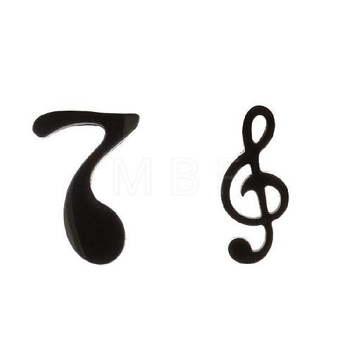 304 Stainless Steel Music Note Stud Earrings with 316 Stainless Steel Pins MUSI-PW0001-24EB-1