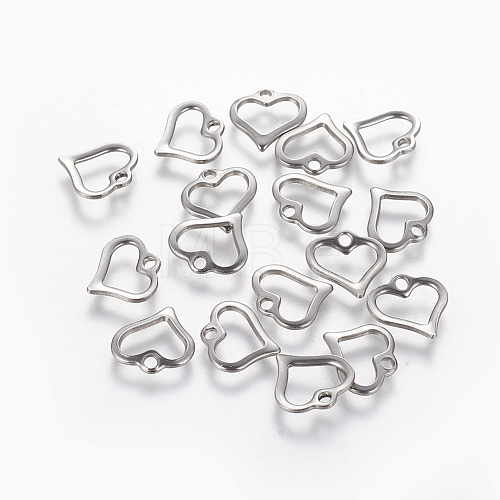 201 Stainless Steel Open Heart Charms STAS-L233-022P-1