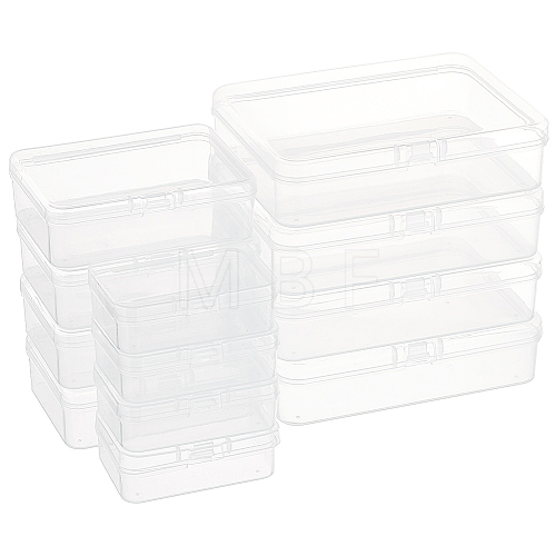 BENECREAT 12Pcs 3 Styles Transparent Plastic Storage Boxes CON-BC0007-35-1