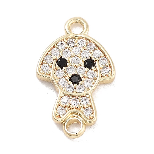 Brass Pave Clear & Black Cubic Zirconia Pet Puppy Connector Charms KK-Z061-01G-02-1