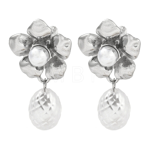 304 Stainless Steel Flower Stud Earrings EJEW-M233-01P-1