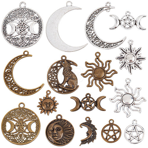 72Pcs 18 Style Tibetan Style Alloy Pendants TIBEP-SC0002-23-1