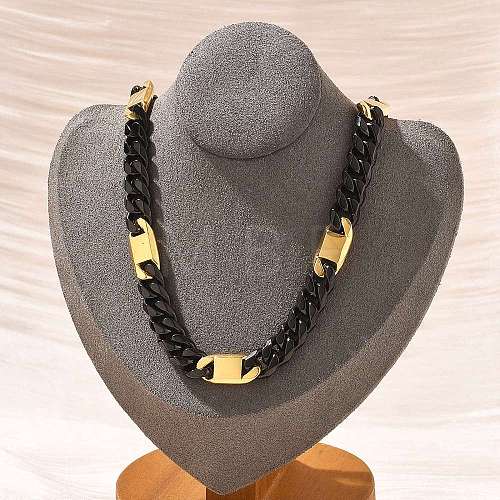 304 Stainless Steel Cuban Link Chain Necklaces for Women Men NJEW-A033-01B-EB-1