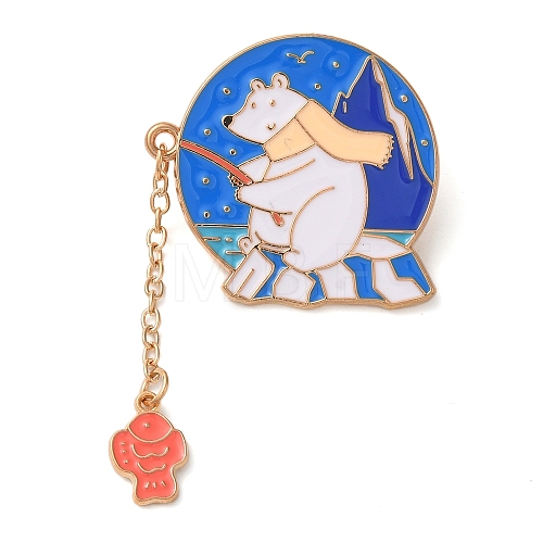 Zinc Alloy Enamel Animal Fishing Pins JEWB-C033-01B-1