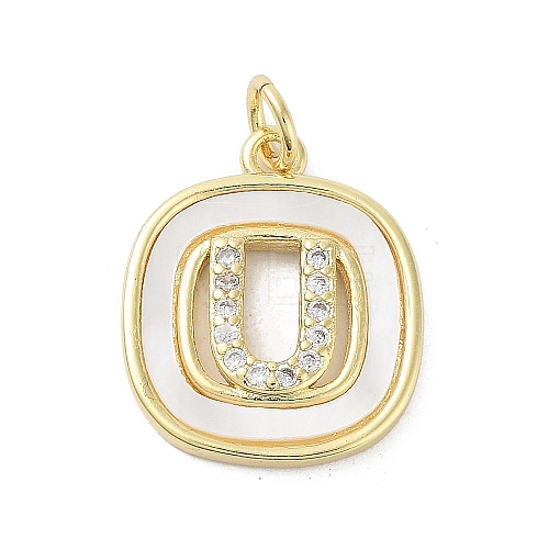 Rack Plating Brass Micro Pave Clear Cubic Zirconia Pendants KK-E102-33G-U-1