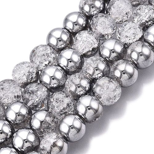 Electroplated Crackle Glass Beads Strands EGLA-N014-10mm-03-1