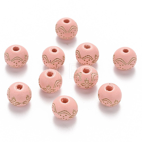 Painted Natural Wood Beads WOOD-N006-03A-08-1