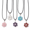 Synthetic Turquoise & Dyed Natural Mashan Jade & Carnelian & Amethyst with Glass Seed Beaded Pendant Waxed Cotton Cord Necklaces NJEW-MZ00140-2