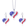 Independence Day Zinc Alloy Enamel & Rhinestone Pendant Necklaces & Dangle Earrings Sets FS-WG64DB3-02-1